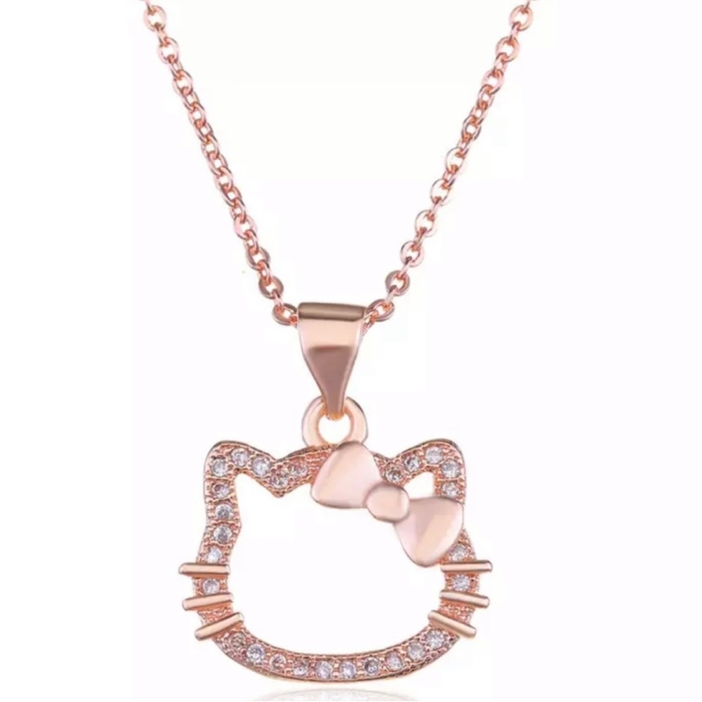 ROSE GOLD HELLO KITTY Cubic Zirconia Necklace GIFT